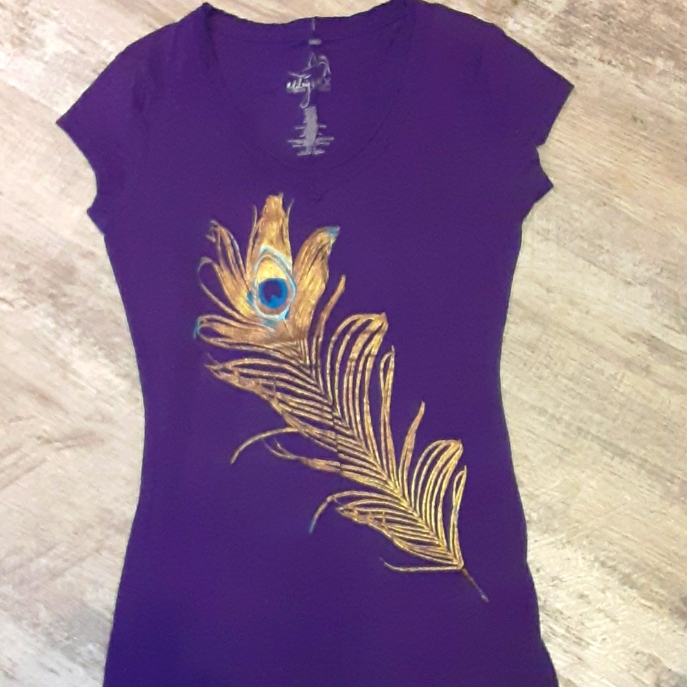 Miley cyrus max azra size XS peacock feather tee